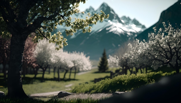 Scena z silnika gry Unreal Engine 4 przedstawia ścieżkę przed górą