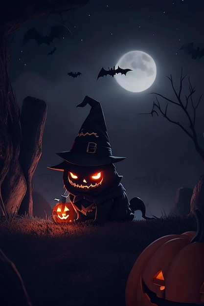 Scenariusz Halloween i ciemność tajemnicze światło, które oświetla ciemną noc moc czarnego