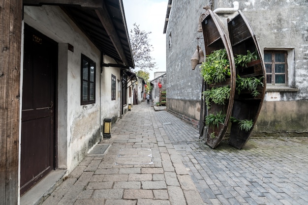 Zdjęcie sceneria zhouzhuang antyczny miasteczko, suzhou, chiny