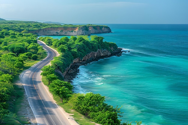 Scenic Coastal Road Near Ocean Generative AI (Ścieżka przybrzeżna w pobliżu oceanu)