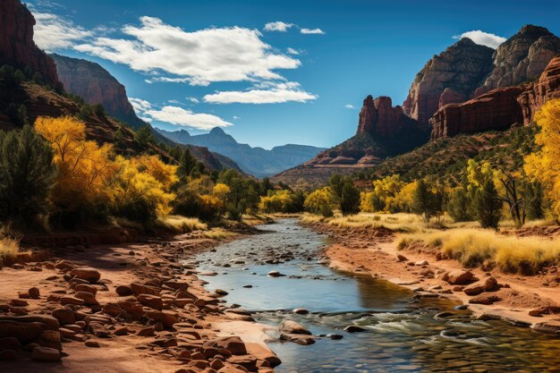 Zdjęcie scenic road in sedona red mountains at sunset generative ia