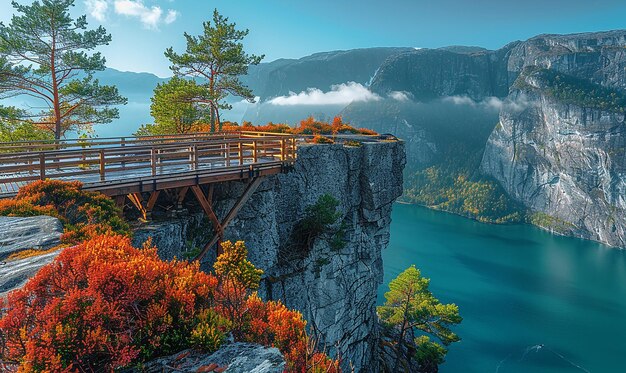 Zdjęcie scenic viewpoint norwegian fjord