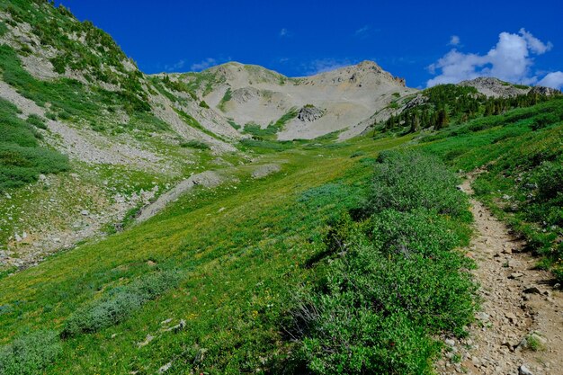 Zdjęcie sceniczny widok gór na tle nieba