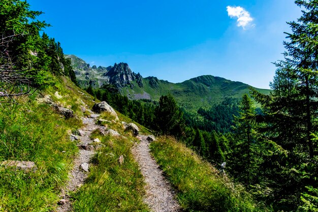 Zdjęcie sceniczny widok gór na tle nieba