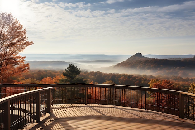 Sceniczny widok z panoramicznym widokiem jesiennego krajobrazu