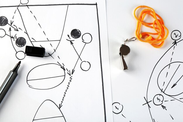 Zdjęcie schemat gry w koszykówkę na kartce papieru tło