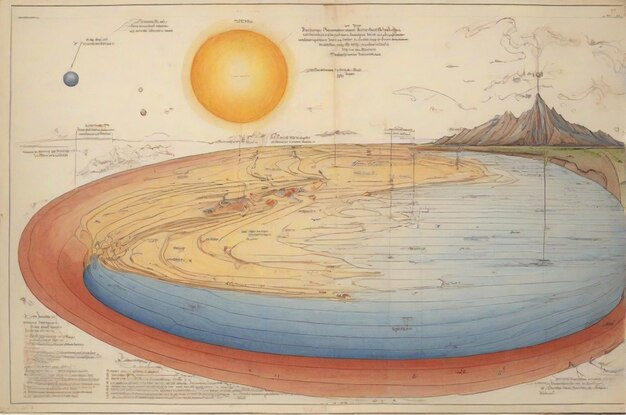 Zdjęcie schemat pokazujący przypływy ziemskie z ziemią i słońcem