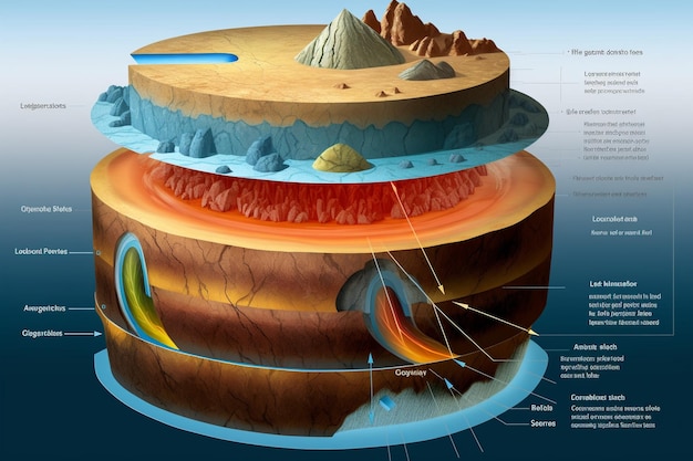 Zdjęcie schemat przedstawiający warstwy litosfery ziemi