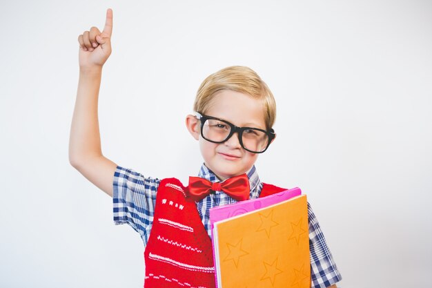 Schoolkid udający nauczyciela