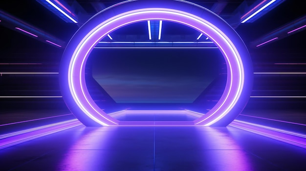 Sci fi krąg neon show żywy blask niebieski fioletowy mod