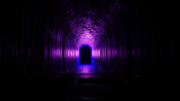 Sci Fi Neon Tunel Grunge Cegła Beton