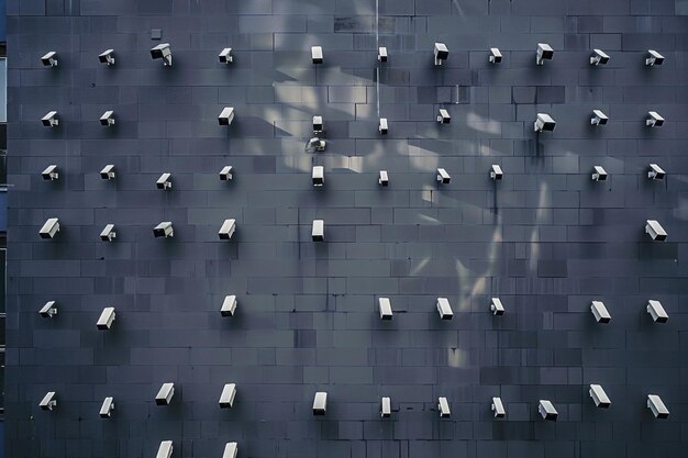 Ściana budynku całkowicie pokryta kamerami monitorującymi Toronto Ontario Kanada