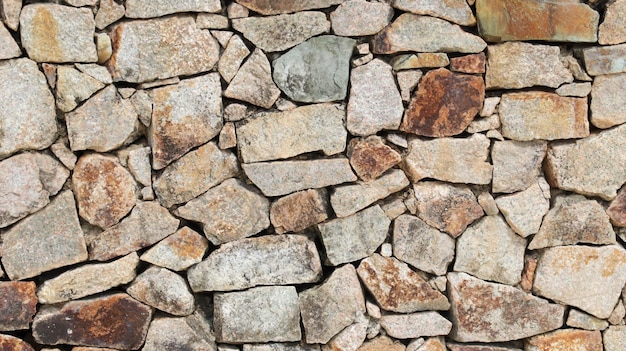 Ściana murowana z kamienia szorstkiego kamienia naturalnego tło i tło w stylu średniowiecza