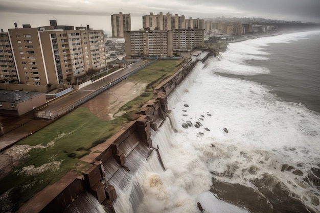 Ściany wody wznoszące się z oceanu niszczą nadmorskie miasta