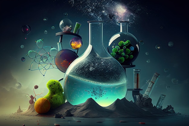 Science Background Illustration Projekt Naukowy Kolby Elementy Fizyki Szkła I Chemii