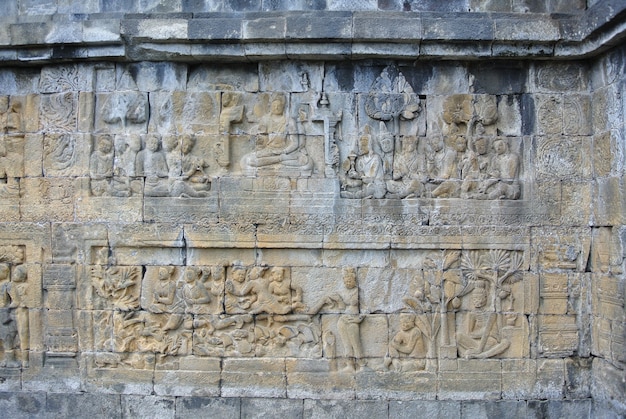 Ścienny lintel dekoracyjny Azja dziedzictwa kulturowego kamień Borobudur, Jawa, Indonezja