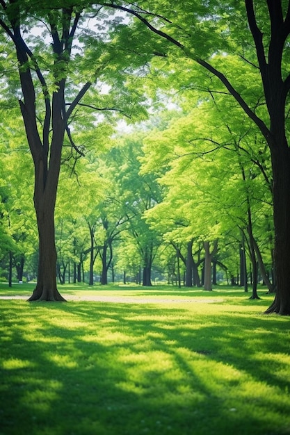 ścieżka z drzewami w parku z ścieżką przez nią