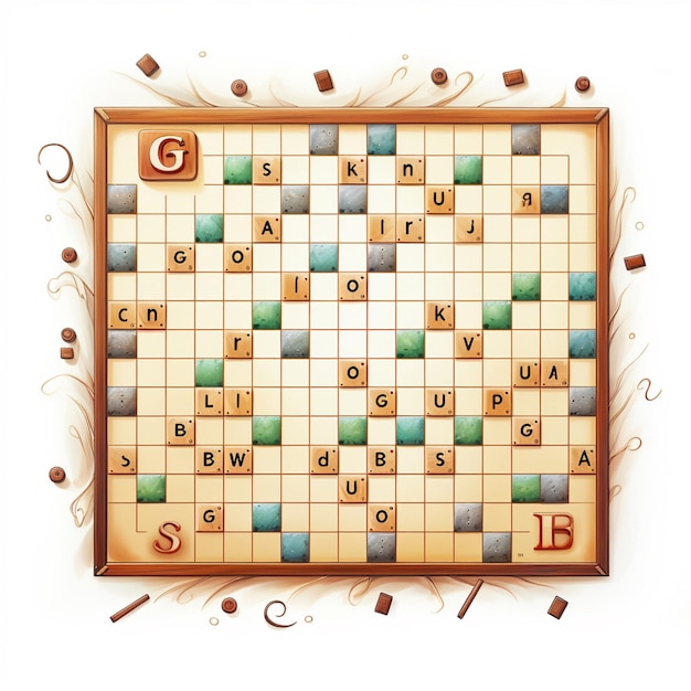 Scrabble 2d animowany ilustraton na białym tle high q