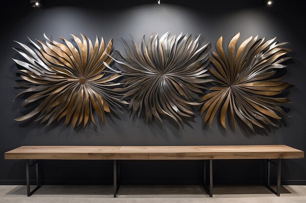 Zdjęcie sculptural metal wall art installation zainspirowana organicznymi formami dla współczesnej galerii