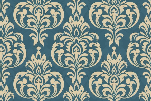 Seafoam Green i Cream Floral Damask Bezszwowy Wzorzec