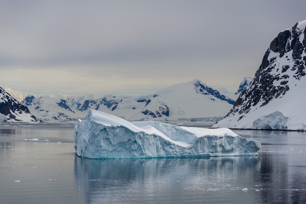 Seascape Antarktydy z gór lodowych i refleksji