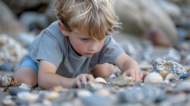 Zdjęcie seashell serenade toddlers beach holiday wypełnione śmiechem wśród muszli