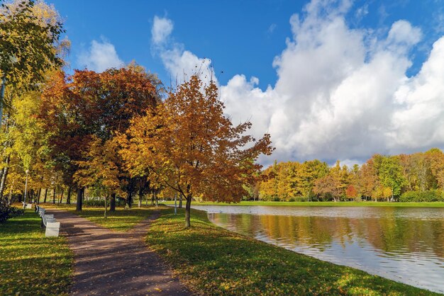 Seaside Park W Sankt Petersburgu Jesienią South Pond