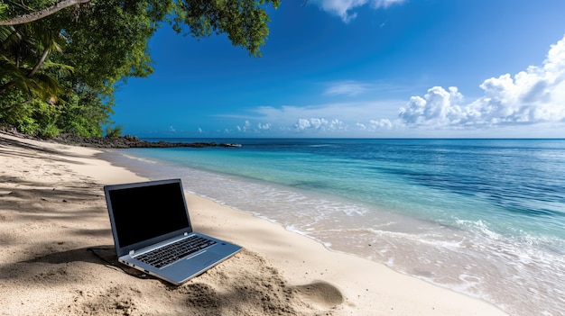 Seaside Serenity przyjmuj pracę zdalną za pomocą laptopa Ocean Breeze i WorkLife Balance