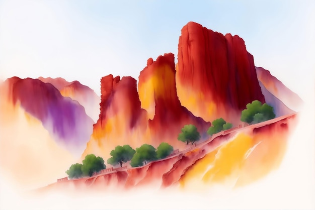 Sedona arizona zobacz zdjęcie przygotowane w stylu przypominającym akwarele