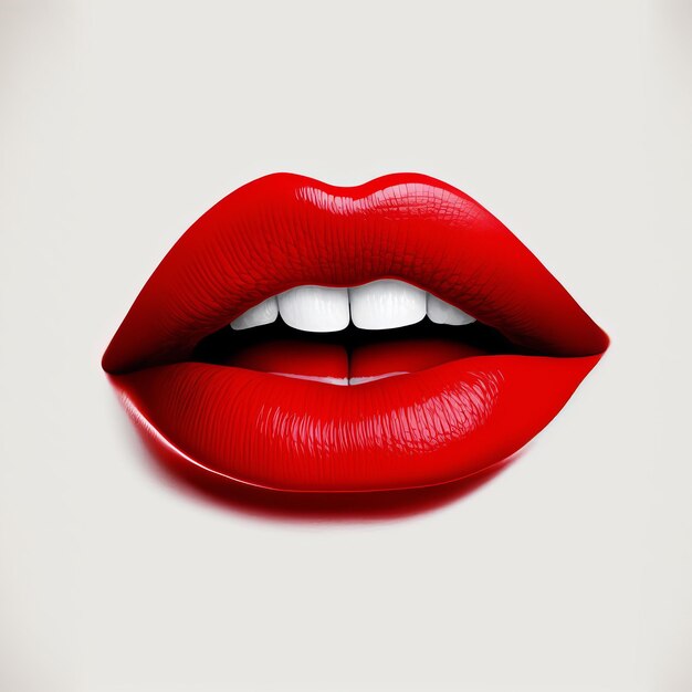 Zdjęcie seksowne czerwone usta kobiety na prostym białym tle generatywne ai