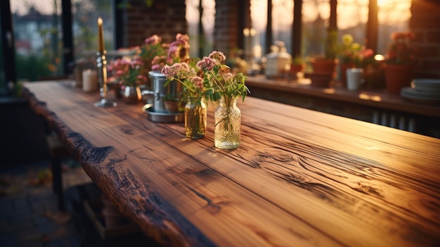 Selective Focus On Wooden Kitchen Island Obrazy tła Hd Tapety tło Obraz tła