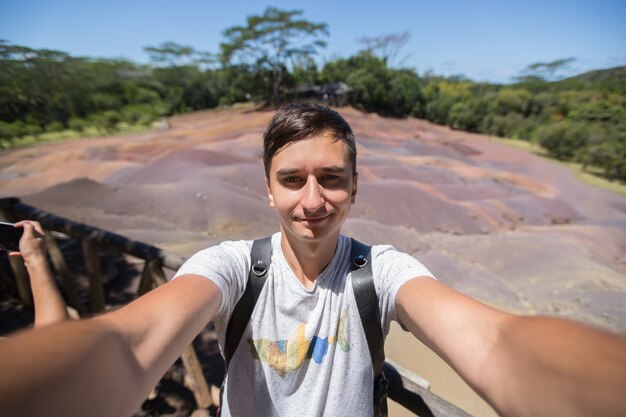 Selfie Mężczyźni W Tle Chamarel Na Mauritiusie