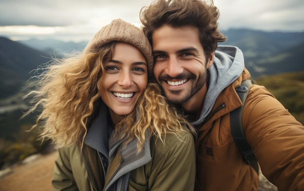 Selfie szczęśliwej pary AI