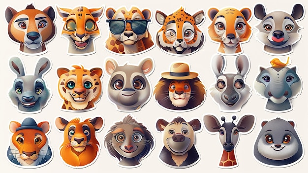 Selfies Zabawne naklejki dla zwierząt safari