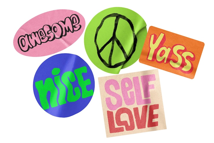 Zdjęcie selflove typografia png naklejka doodle przejrzyste tło