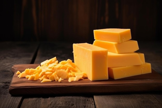 Zdjęcie ser cheddar na ciemnej drewnianej powierzchni