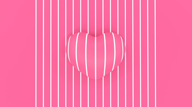 Serce 3D wykonane z linii na różowym tle - Renderowanie 3D