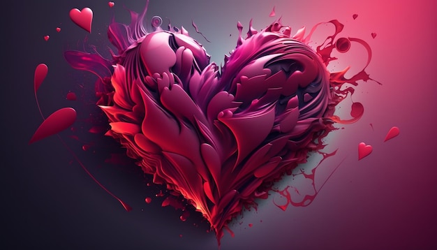 Serce czerwony karmazynowy streszczenie Walentynki miłość ilustracja sztuka cyfrowa