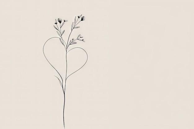 serce na jasno szarym tle białe minimalistyczne kwiaty Dzień Walentynek