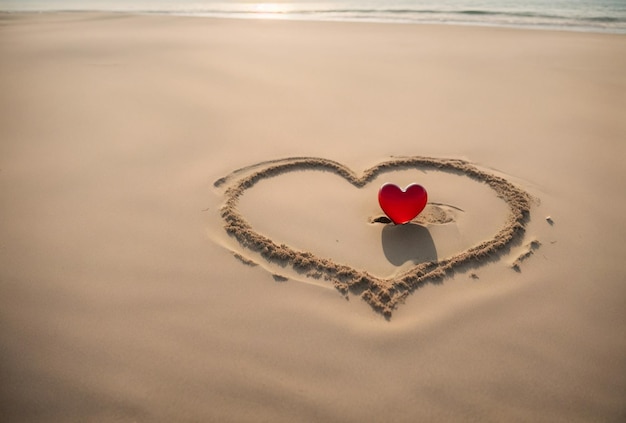 Zdjęcie serce na plaży.