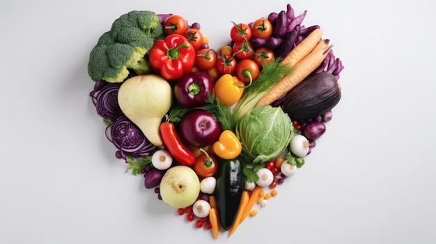 Serce warzyw jest pokazane ze słowem miłość.
