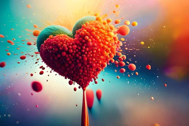 Zdjęcie serce wykonane z balonów i kropli wody