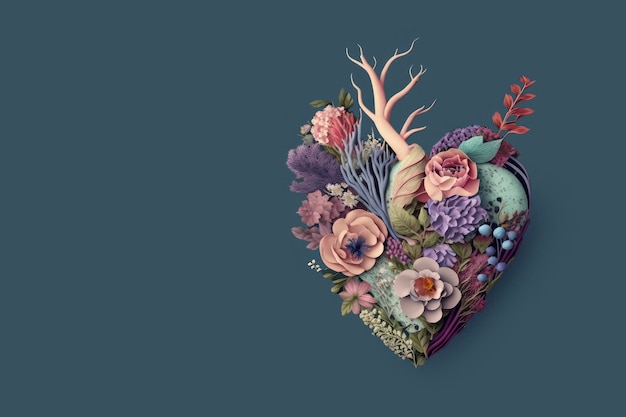 Serce wykonane z kwiatów i roślin