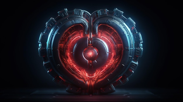 Serce z czerwonym światłem w środku