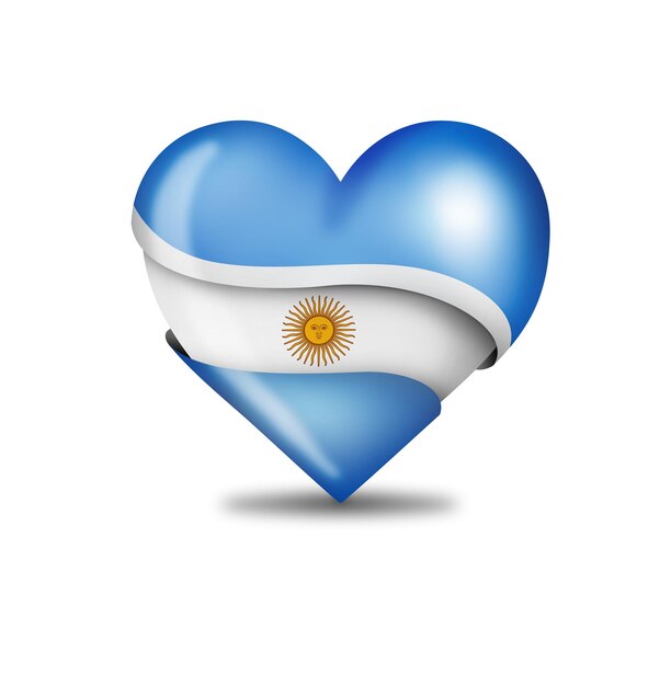 Serce z flagą Argentyny w 3D
