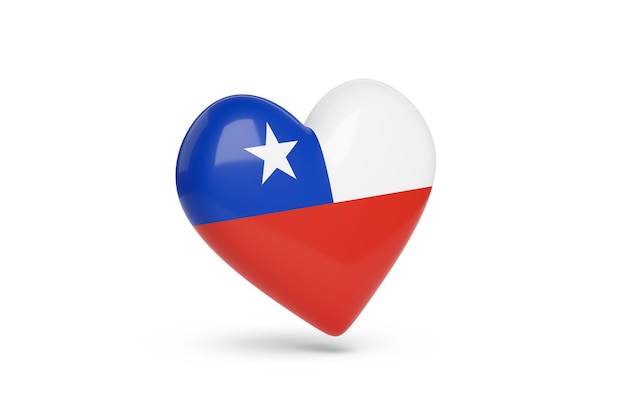 Serce z kolorami flagi Chile na białym tle ilustracji 3d