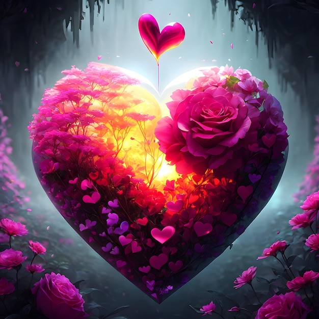 Serce z kwiatem w środku