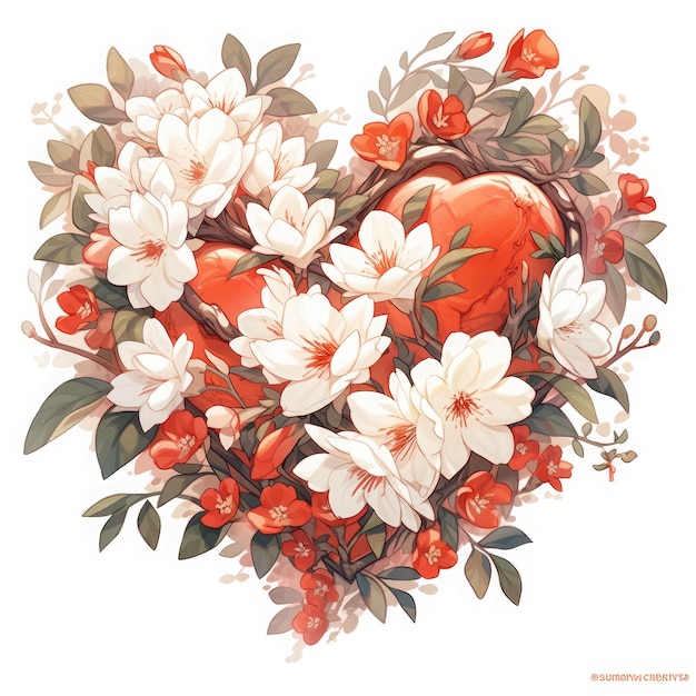 Serce z kwiatów Walentynki kartkę z życzeniami Ilustracja wektorowa