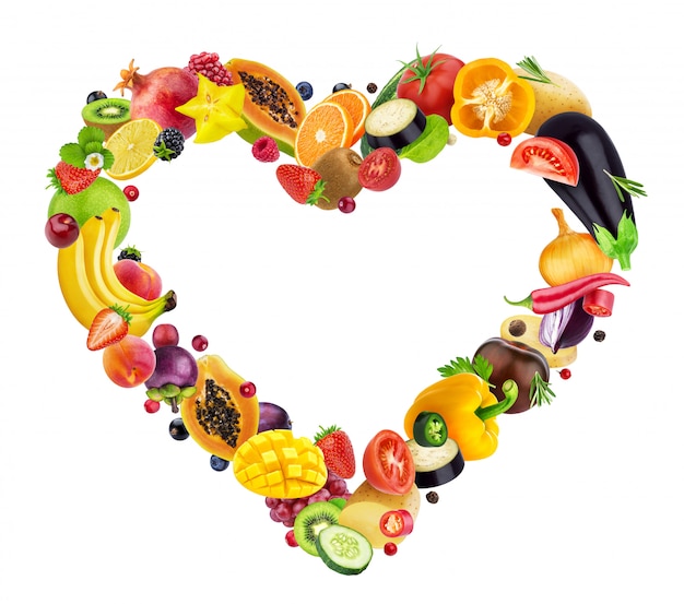 Serce z owoców, jagód i warzyw