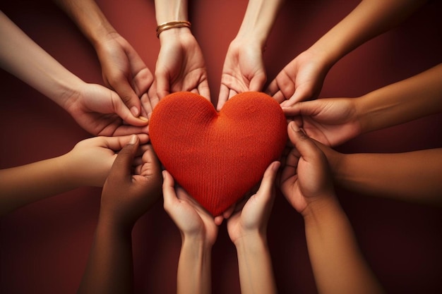 Serce z rękami pokazującymi serce, które mówi miłość.